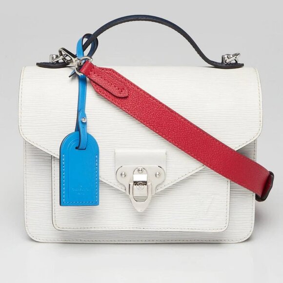 Louis Vuitton White Optique/Indigo/Coquelicot Epi Leather Neo Monceau Bag - Picture 1 of 12